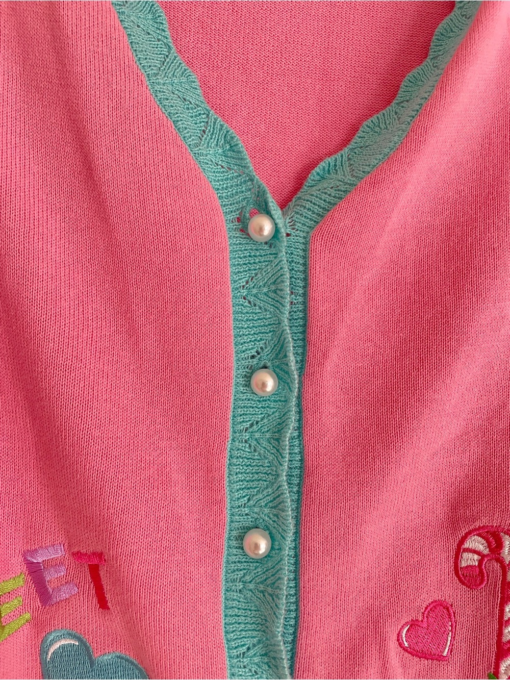 Dolls Kill Candyland Pink Embroidered Button Up Cardigan Sweater Women's Size s - Picture 2 of 6